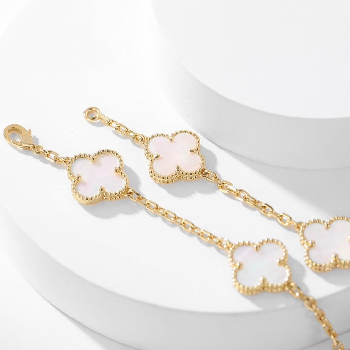 [Love's Uplift]CLOVER 10 MOTIFS WHITE MOTHER OF PEARL NECKLACE