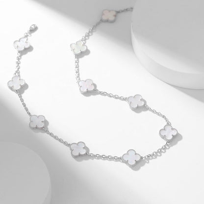 [Love's Uplift]CLOVER 10 MOTIFS WHITE MOTHER OF PEARL NECKLACE