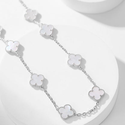 [Love's Uplift]CLOVER 10 MOTIFS WHITE MOTHER OF PEARL NECKLACE