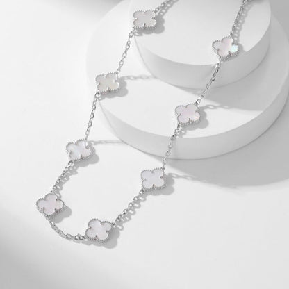 [Love's Uplift]CLOVER 10 MOTIFS WHITE MOTHER OF PEARL NECKLACE