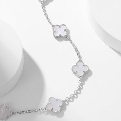 [Love's Uplift]CLOVER 10 MOTIFS WHITE MOTHER OF PEARL NECKLACE