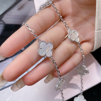 [Love's Uplift]CLOVER 10 MOTIFS WHITE MOTHER OF PEARL NECKLACE