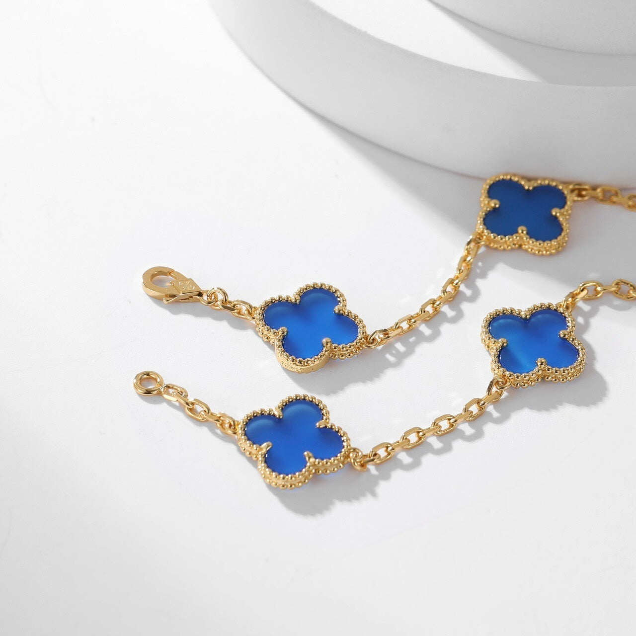 [Love's Uplift]CLOVER 10 MOTIFS BLUE AGATE NECKLACE