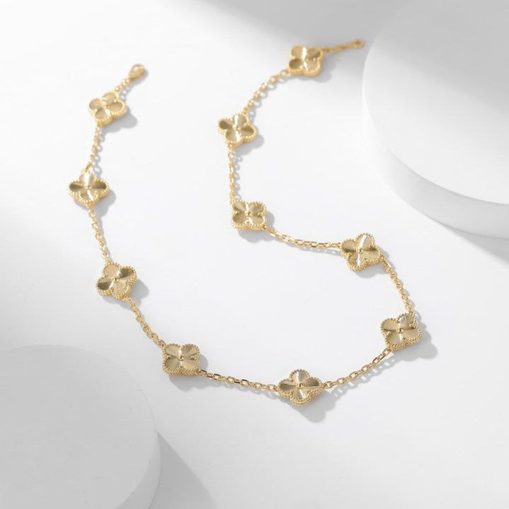 [Love's Uplift]CLOVER 10 MOTIFS LASER NECKLACE