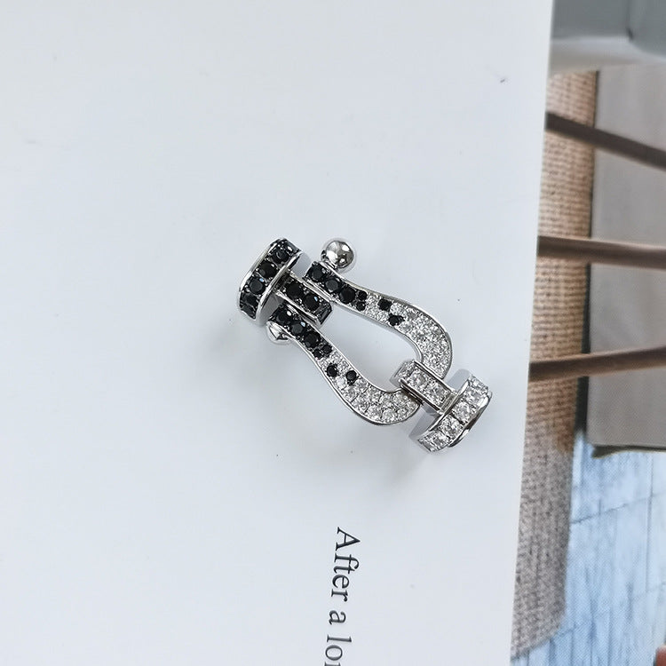 [Love's Uplift]FORCE LARGE HORSESHOE BLACK WHITE DIAMOND BRACELET ROSE GOLD