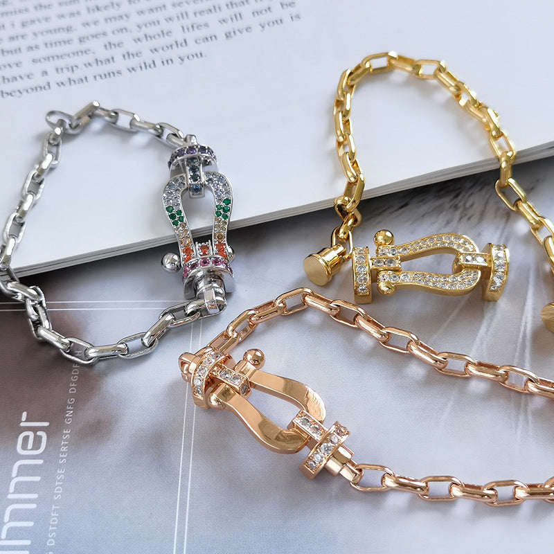 [Love's Uplift]FORCE LARGE HORSESHOE CLASP  METAL BRACELET