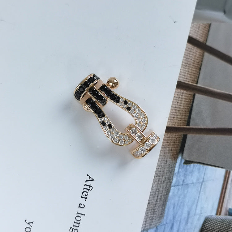 [Love's Uplift]FORCE LARGE HORSESHOE BLACK WHITE DIAMOND BRACELET ROSE GOLD