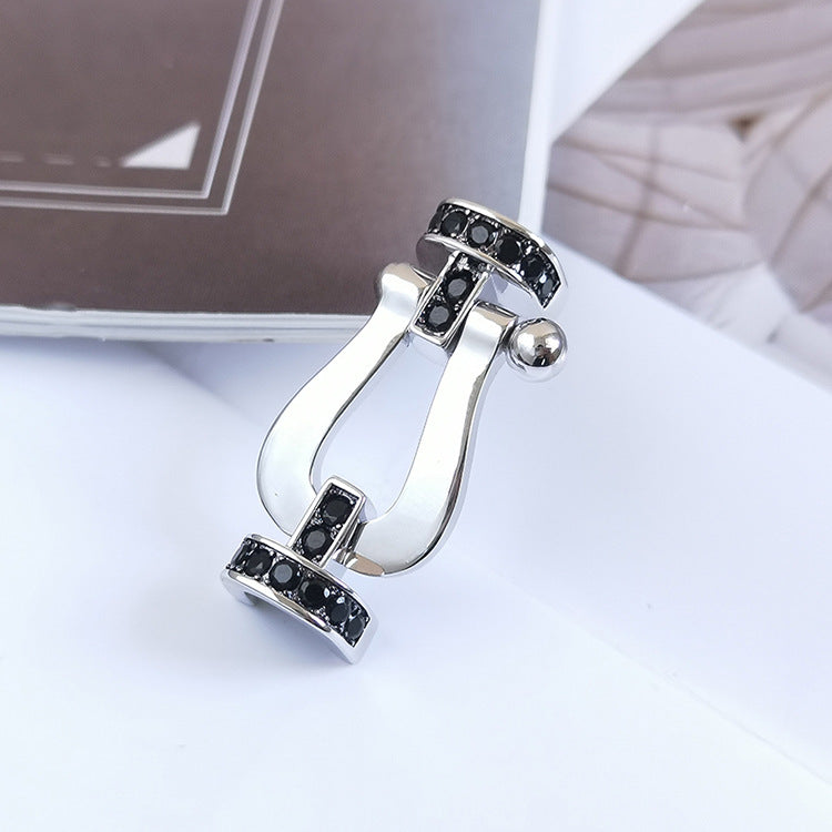 [Love's Uplift]FORCE LARGE HORSESHOE BLACK DIAMOND BRACELET SILVER