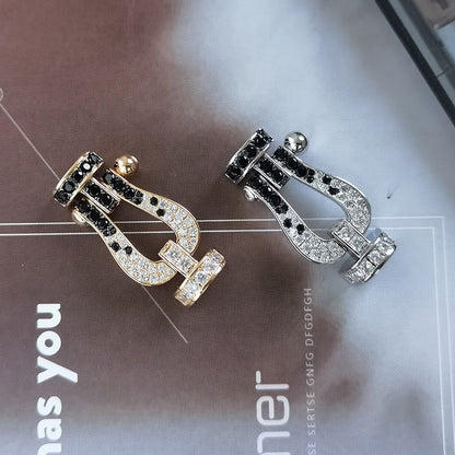 [Love's Uplift]FORCE LARGE HORSESHOE BLACK WHITE DIAMOND BRACELET ROSE GOLD
