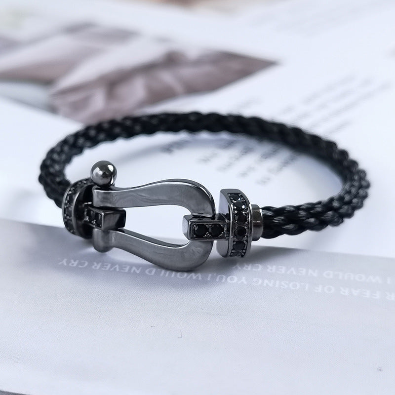 [Love's Uplift]FORCE LARGE SERIES HORSESHOE BLACK SAMURAI BRACELET