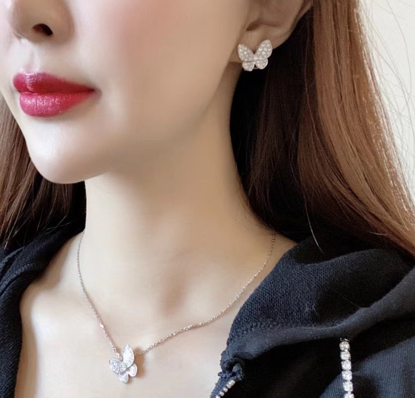 [Love's Uplift]BUTTERFLY ALL DIAMOND EARRINGS
