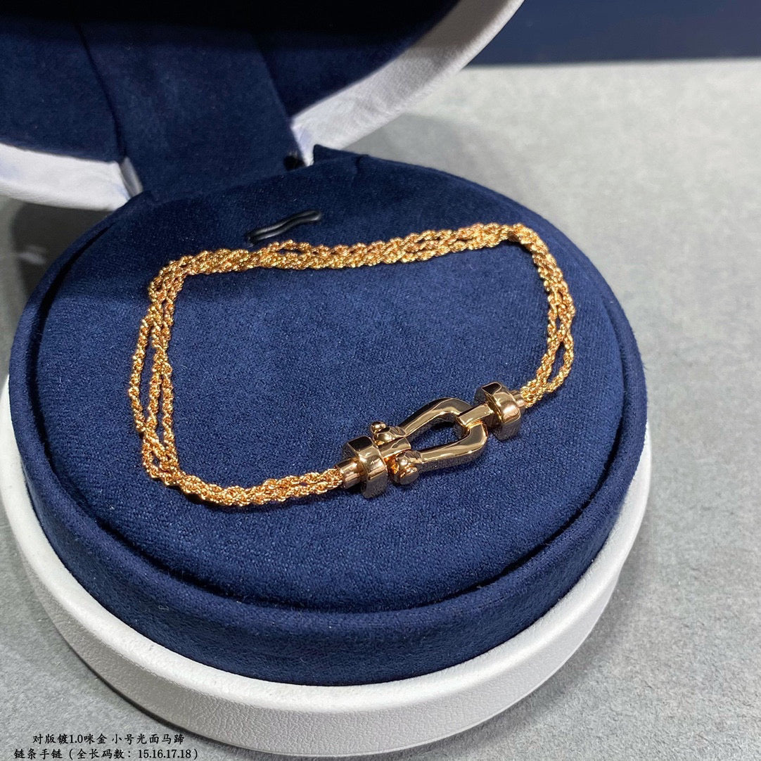 [Love's Uplift]FORCE SMALL HORSESHOE  DIAMOND CHAIN ROPE BRACELET