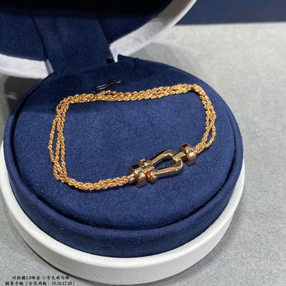 [Love's Uplift]FORCE SMALL HORSESHOE  DIAMOND CHAIN ROPE BRACELET