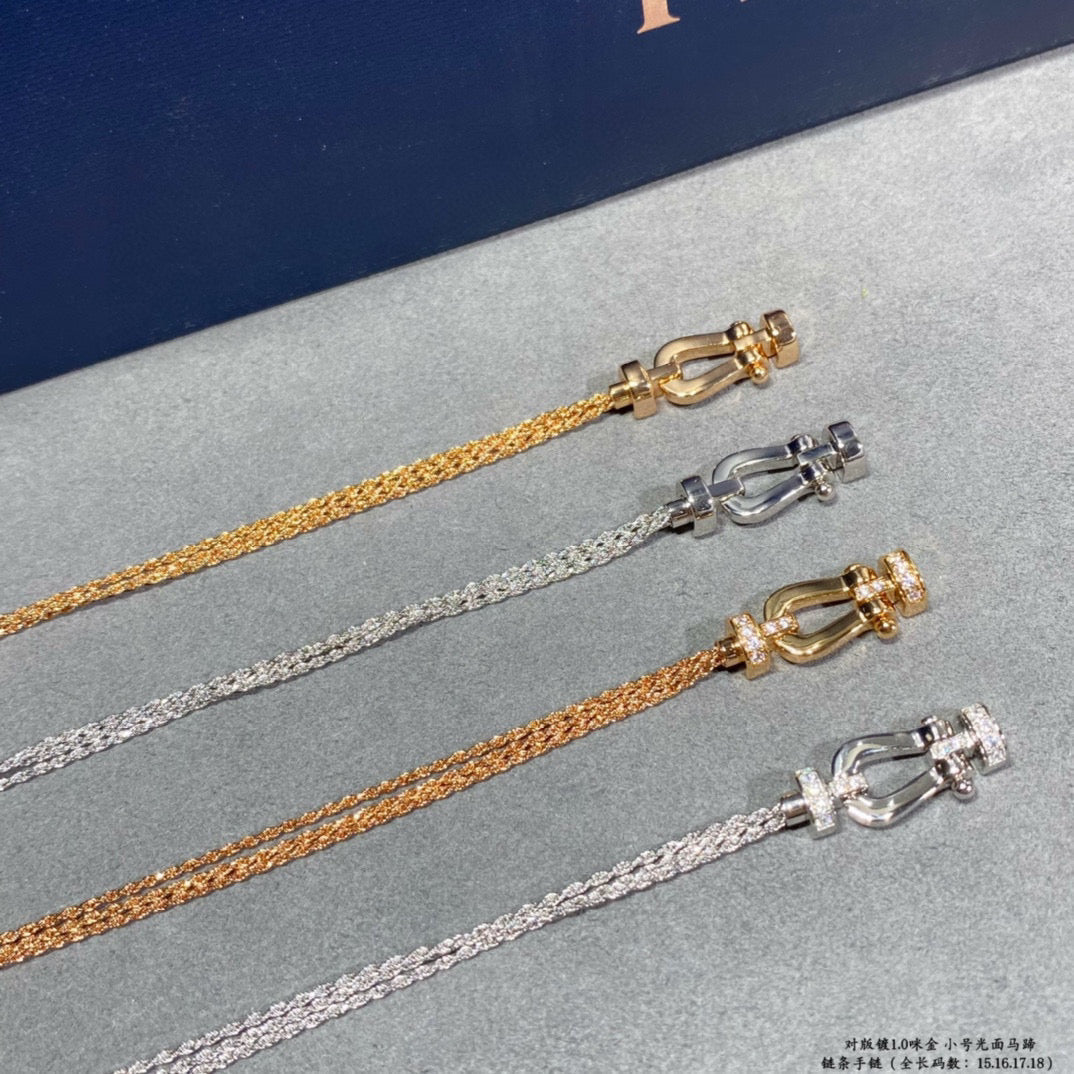 [Love's Uplift]FORCE SMALL HORSESHOE  DIAMOND CHAIN ROPE BRACELET
