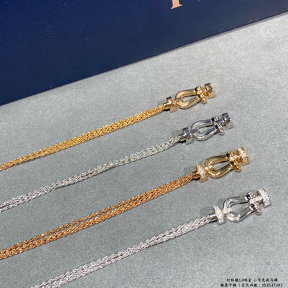 [Love's Uplift]FORCE SMALL HORSESHOE  DIAMOND CHAIN ROPE BRACELET