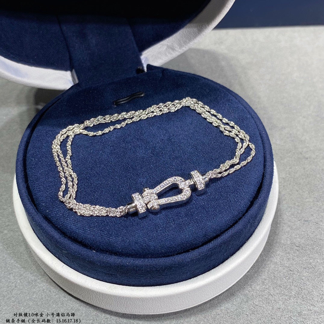 [Love's Uplift]FORCE SMALL HORSESHOE  DIAMOND CHAIN ROPE BRACELET
