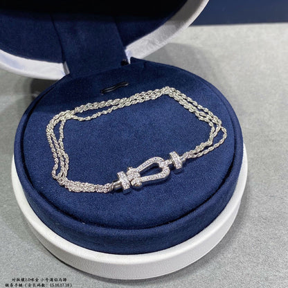 [Love's Uplift]FORCE SMALL HORSESHOE  DIAMOND CHAIN ROPE BRACELET