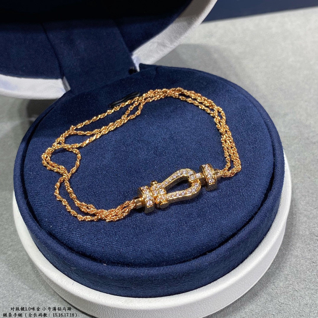 [Love's Uplift]FORCE SMALL HORSESHOE  DIAMOND CHAIN ROPE BRACELET
