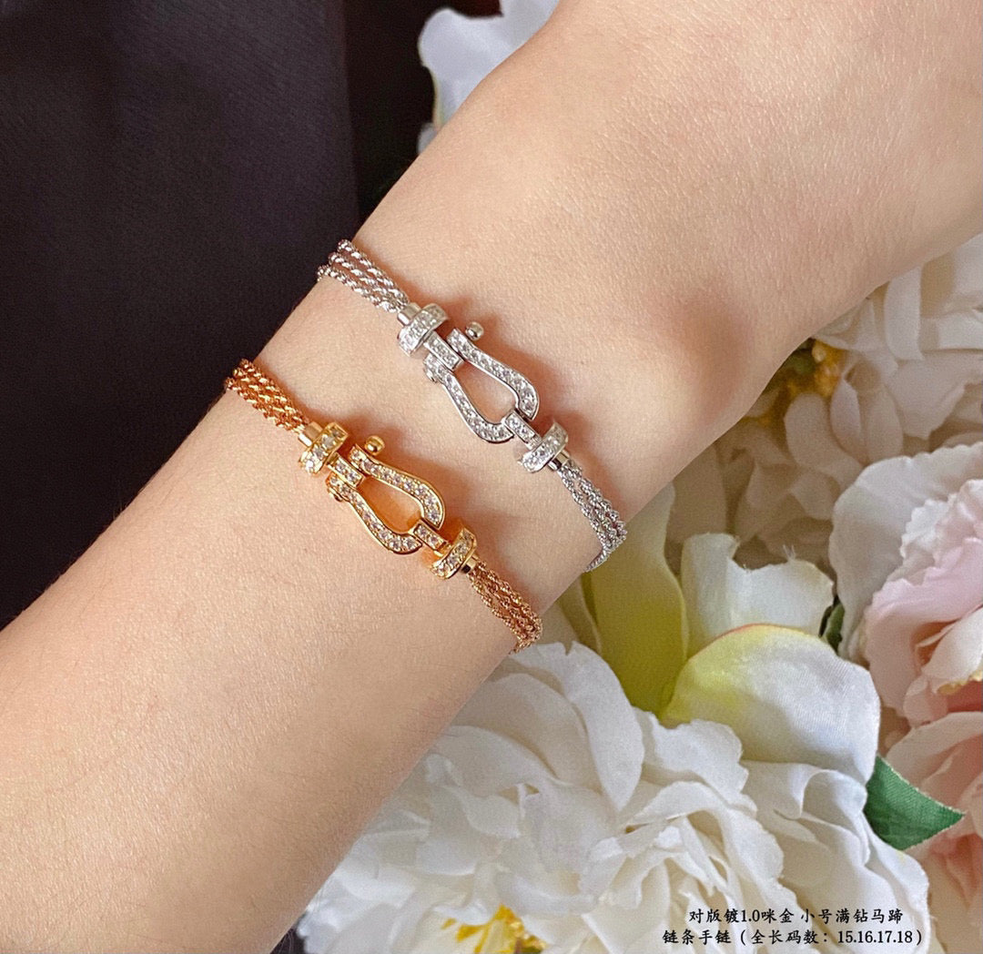 [Love's Uplift]FORCE SMALL HORSESHOE  DIAMOND CHAIN ROPE BRACELET