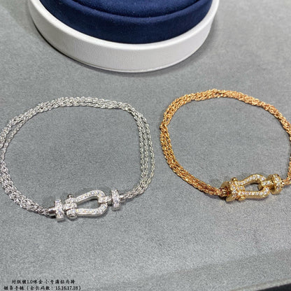 [Love's Uplift]FORCE SMALL HORSESHOE  DIAMOND CHAIN ROPE BRACELET