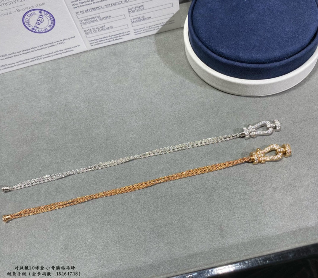 [Love's Uplift]FORCE SMALL HORSESHOE  DIAMOND CHAIN ROPE BRACELET