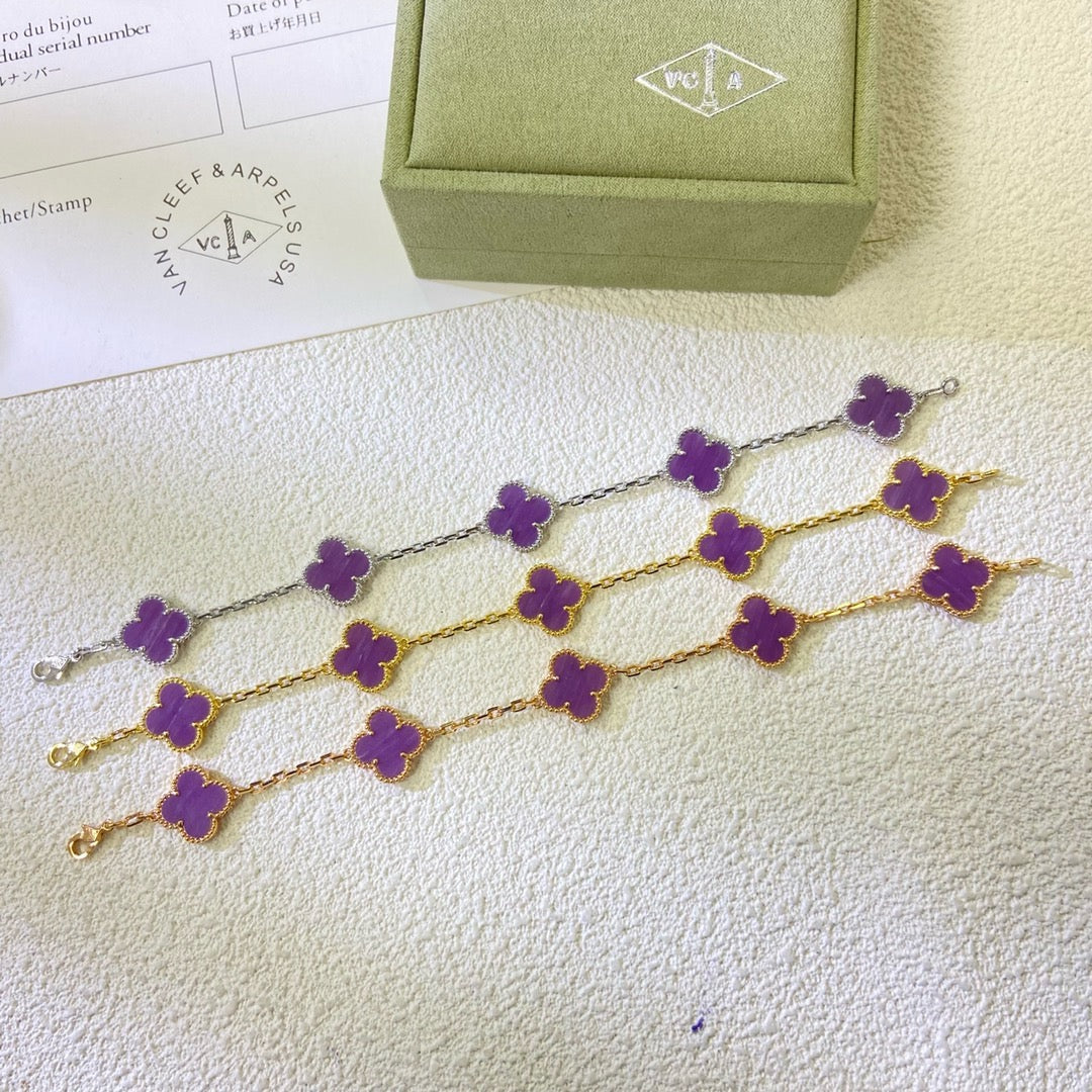 [Love's Uplift]CLOVER  5 MOTIFS  PURPLE VIOLET BRACELET