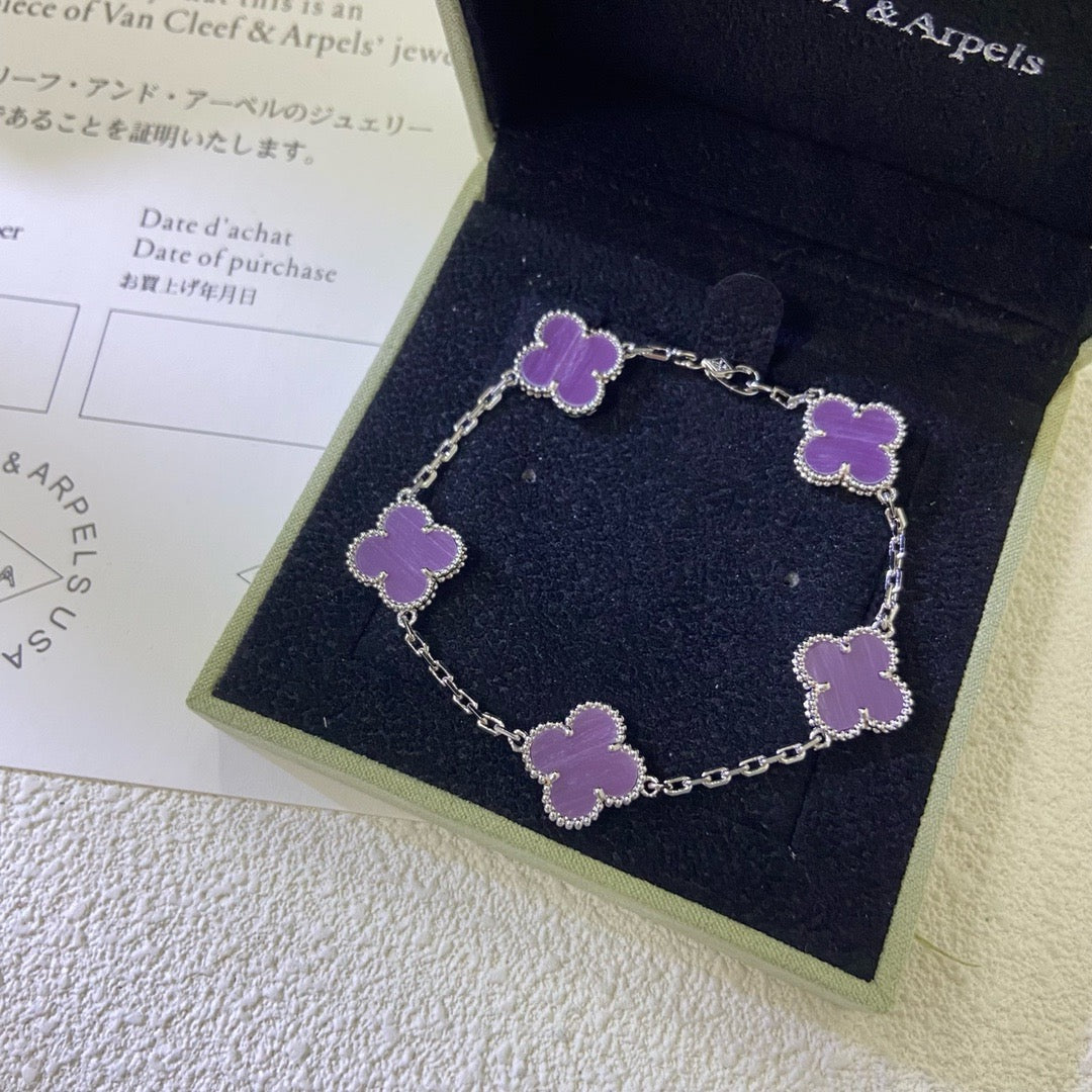 [Love's Uplift]CLOVER  5 MOTIFS  PURPLE VIOLET BRACELET
