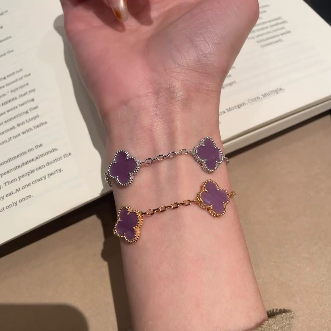[Love's Uplift]CLOVER  5 MOTIFS  PURPLE VIOLET BRACELET