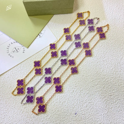 [Love's Uplift]CLOVER 10 MOTIFS  PURPLE VIOLET  NECKLACE