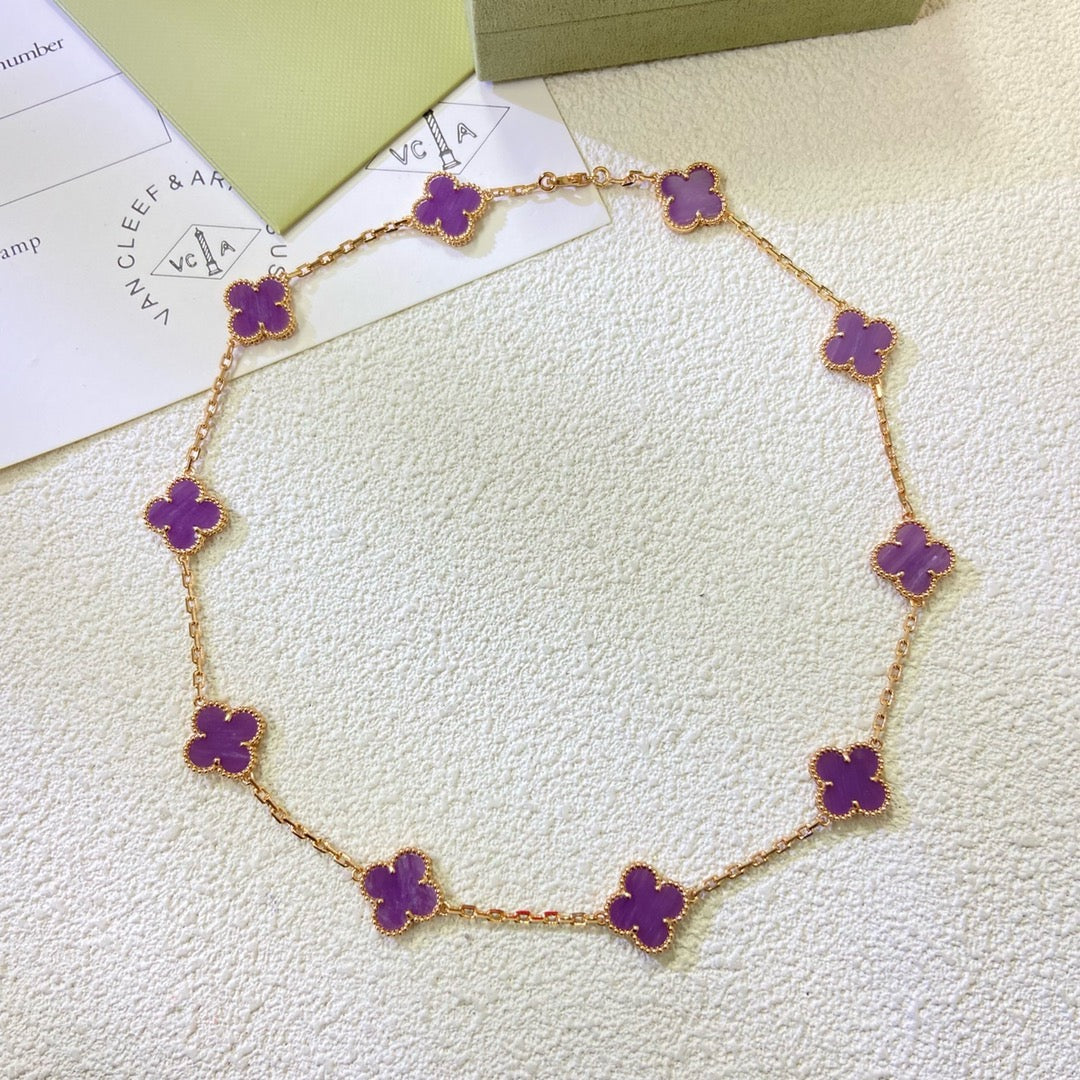 [Love's Uplift]CLOVER 10 MOTIFS  PURPLE VIOLET  NECKLACE