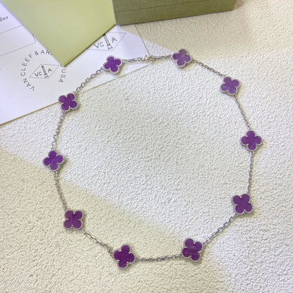[Love's Uplift]CLOVER 10 MOTIFS  PURPLE VIOLET  NECKLACE