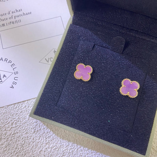 [Love's Uplift]CLOVER MINI 9.5MM  PURPLE VIOLET EARRINGS