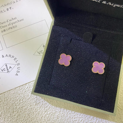 [Love's Uplift]CLOVER MINI 9.5MM  PURPLE VIOLET EARRINGS