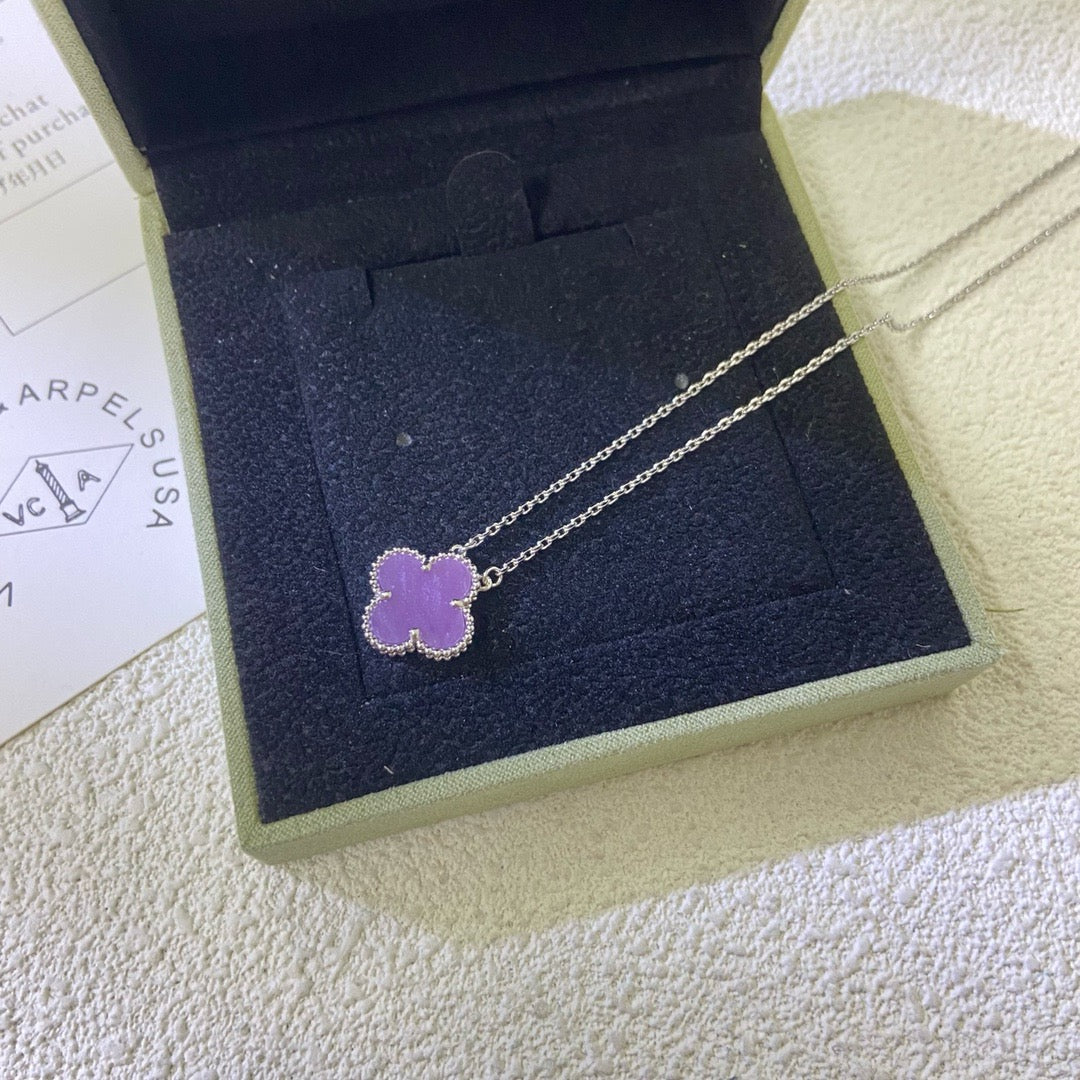 [Love's Uplift]CLOVER 15MM  PURPLE VIOLET NECKLACE