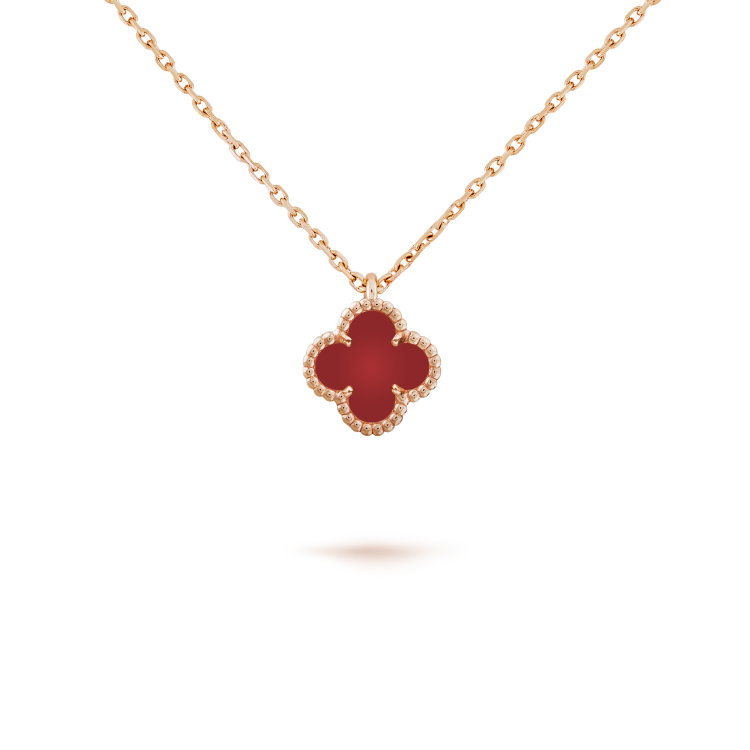 [Love's Uplift]CLOVER MINI 9.5MM WHITE CARNELIANS NECKLACE