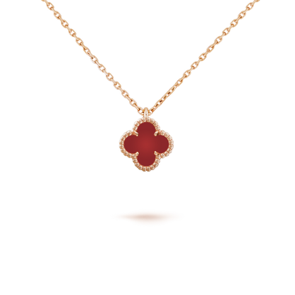 [Love's Uplift]CLOVER MINI 9.5MM WHITE CARNELIANS NECKLACE