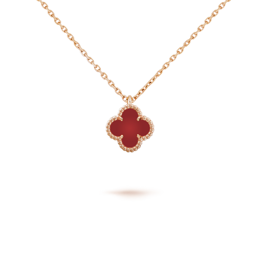 [Love's Uplift]CLOVER MINI 9.5MM WHITE CARNELIANS NECKLACE