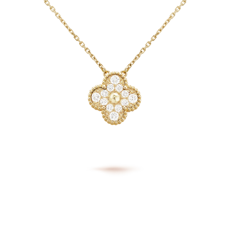 [Love's Uplift]CLOVER 15MM DIAMOND SINGLE FLOWER NECKLACE