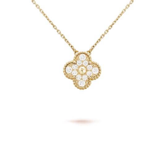 [Love's Uplift]CLOVER 15MM DIAMOND SINGLE FLOWER NECKLACE