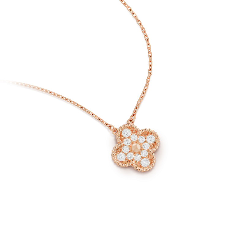 [Love's Uplift]CLOVER 15MM DIAMOND SINGLE FLOWER NECKLACE