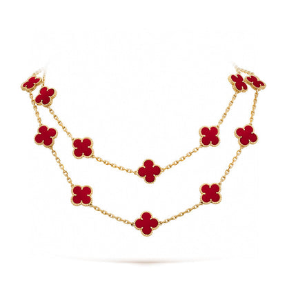 [Love's Uplift]CLOVER 20 MOTIFS CARNELIAN NECKLACE