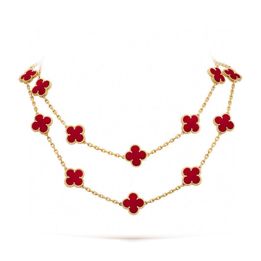 [Love's Uplift]CLOVER 20 MOTIFS CARNELIAN NECKLACE