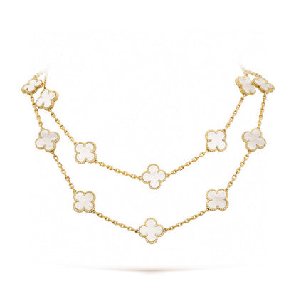 [Love's Uplift]CLOVER 20 MOTIFS WHITE MOP NECKLACE