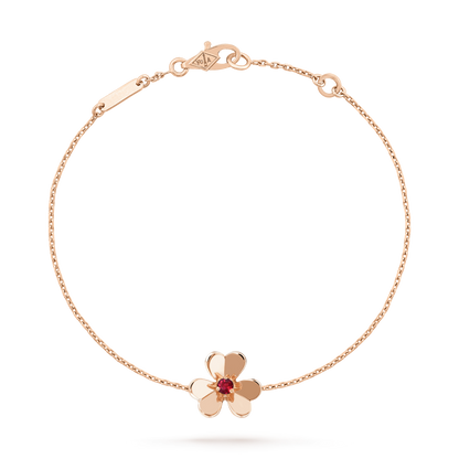 [Love's Uplift]FRIVOLE GOLD FLOWER PINK MALACHITE BRACELET