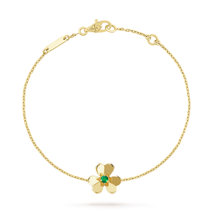[Love's Uplift]FRIVOLE GOLD FLOWER PINK MALACHITE BRACELET