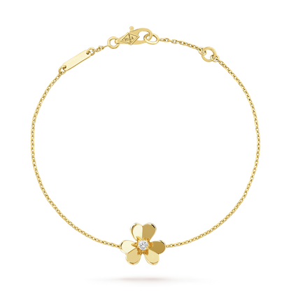 [Love's Uplift]FRIVOLE GOLD FLOWER PINK MALACHITE BRACELET
