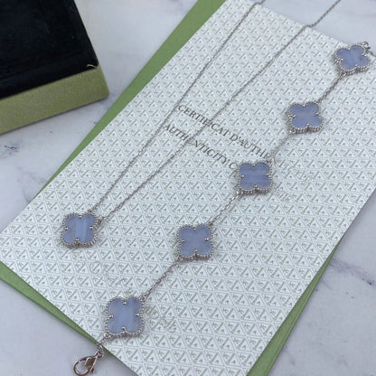 [Love's Uplift] CLOVER 5 MOTIF PURPLE CHALCEDONY BRACELET COLLECTION