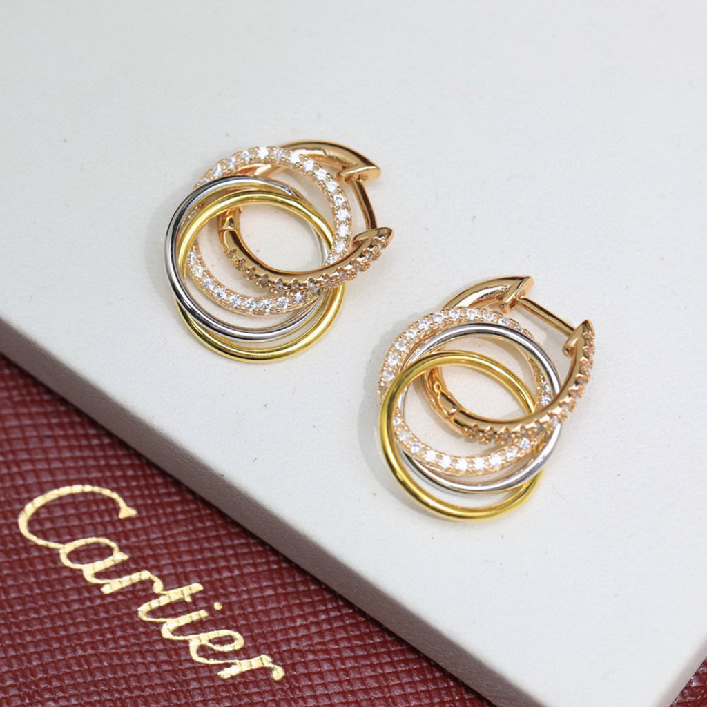 [Love's Uplift]TRINITY HALF DIAMOND  EARRINGS