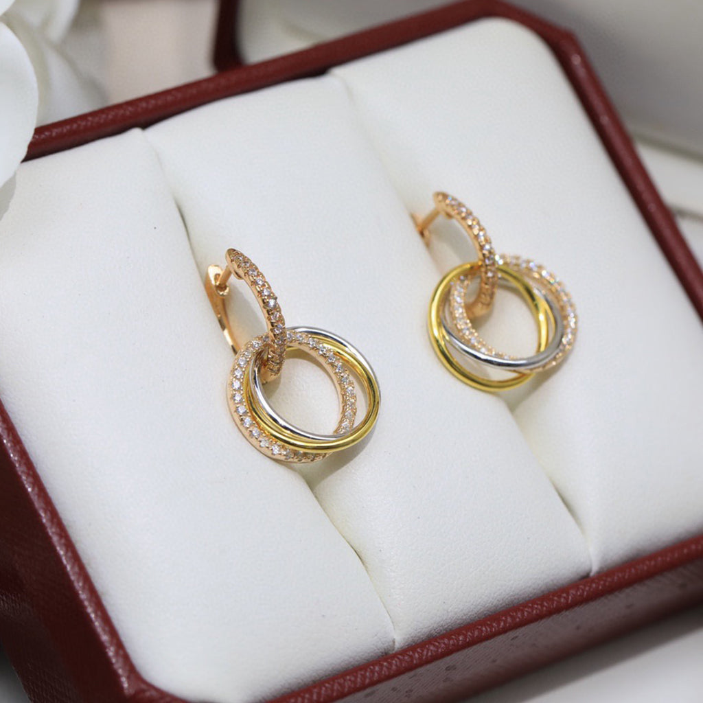 [Love's Uplift]TRINITY HALF DIAMOND  EARRINGS