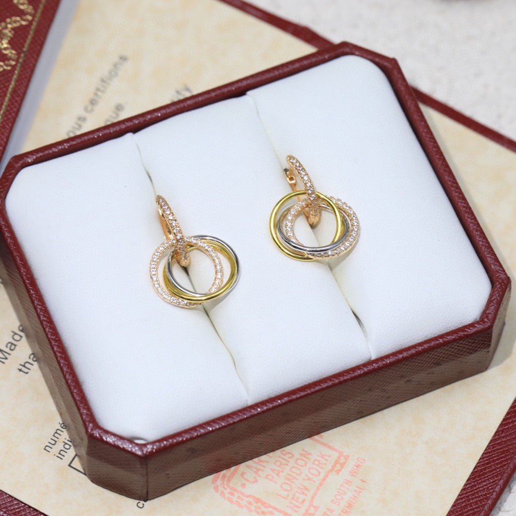 [Love's Uplift]TRINITY HALF DIAMOND  EARRINGS